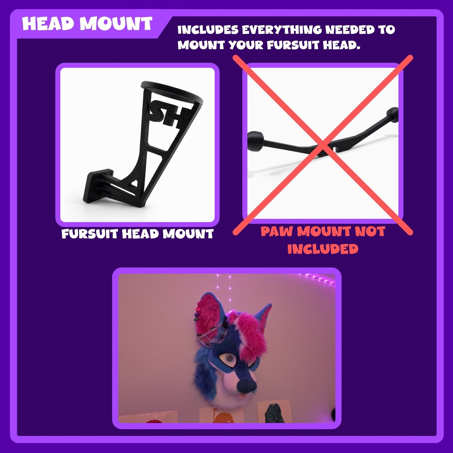 Fursuit Head Wall Mount